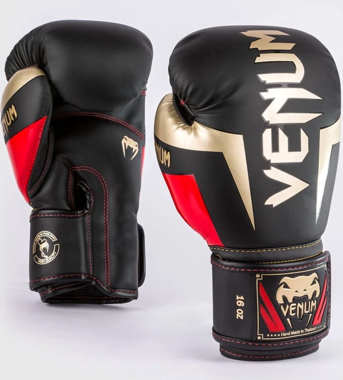 Venum Elite (Kick)Bokshandschoenen Zwart Goud Rood