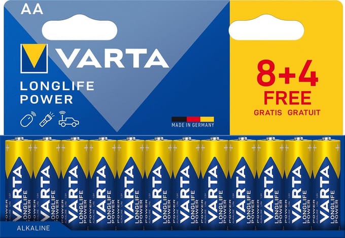 Varta batterij Longlife Power AA | blister van 8 + 4