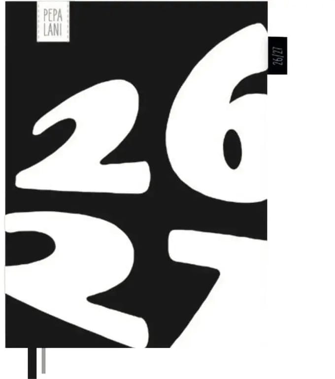 Pepa Lani Agenda A5 2026-2027 Black & White Numbers