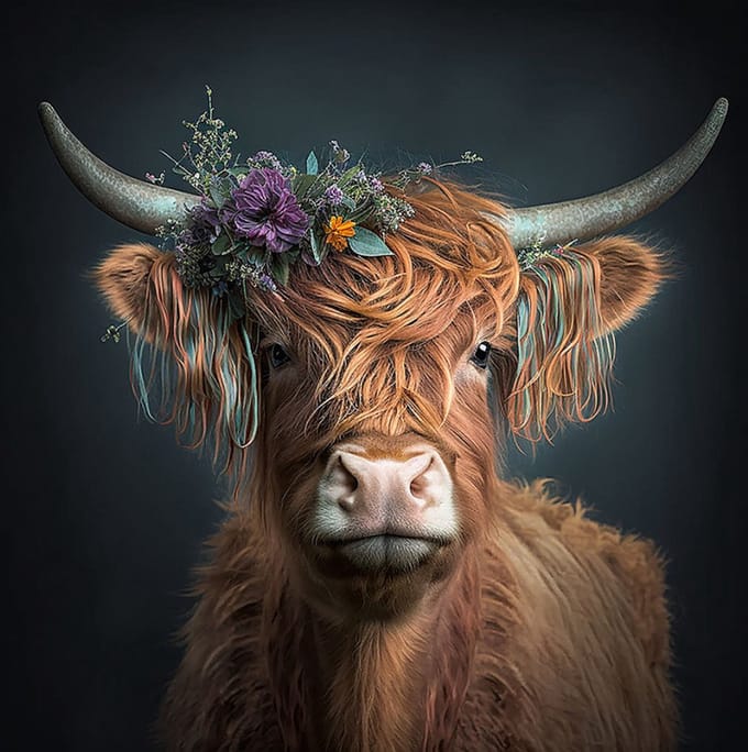 Glasschilderij 80x80x0.4 Hooglander