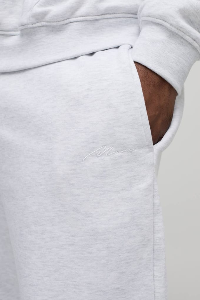 Plus Regular Fit Man Signature Joggers In Grey Marl | Size 2XL