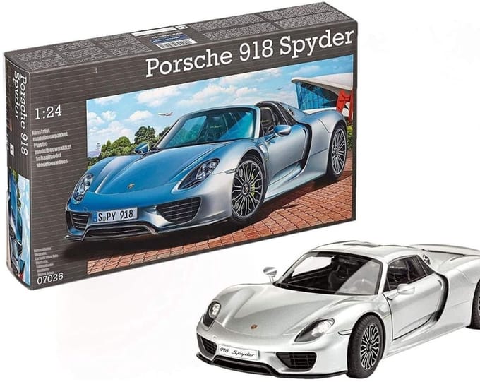 Thuys – Modelbouw Auto – Modelbouw Auto Bouwpakket – Modelbouwpakket – Porsche 918 Spyder Op Schaal – 20cm x 3cm x 3cm – Zilver