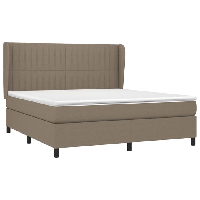 vidaXL - Boxspring - met - matras - stof - taupe - 180x200 - cm