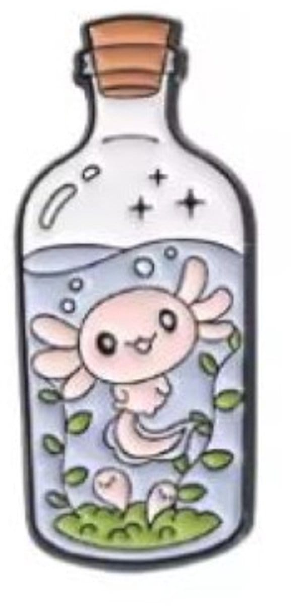 Pin Broche - enamel pin - kledingspeld - Axolotl fles