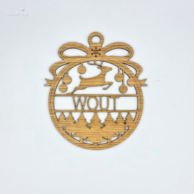 [Nice Little Things] - Maxi Kerst Ornament - Met naam - Eik - Rendier