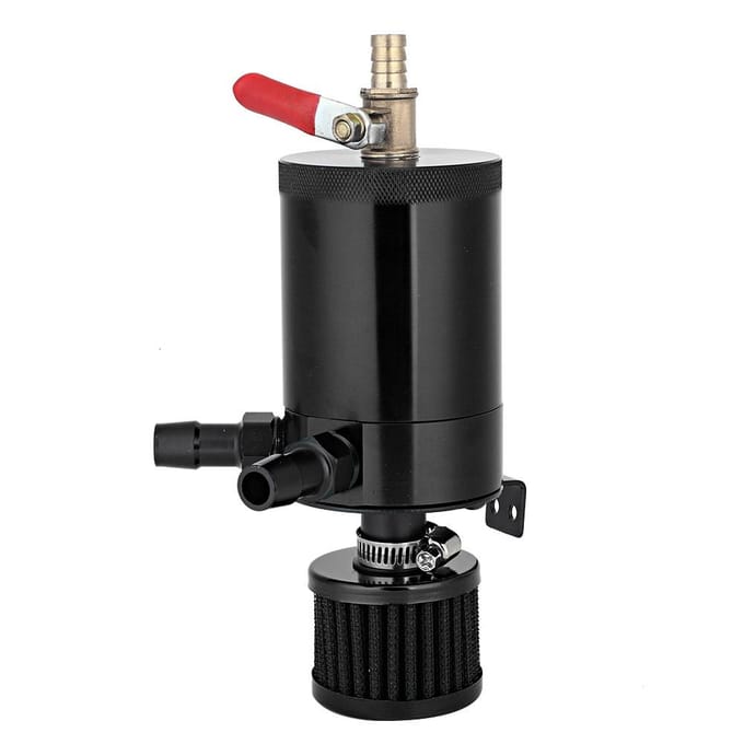 Universeel Aluminiumlegering Olietank Reservoir Opvangbak met 2 Poorten Accessoirekit zwart