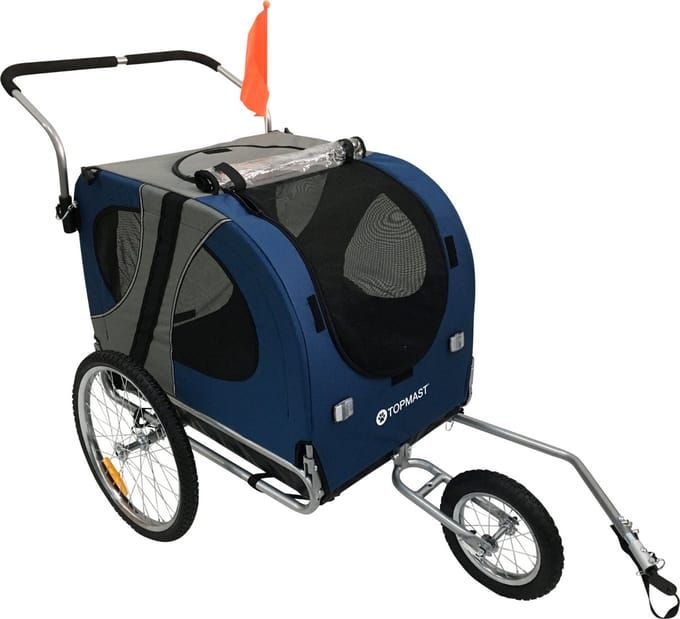 Topmast Easy Flow Hondenfietskar - Met Jogger Functie - Opvouwbaar - Blauw - Large
