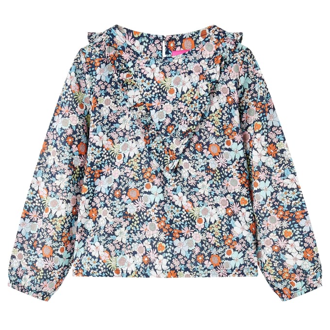 vidaXL - Kindershirt - met - lange - mouwen - 92 - donkerblauw