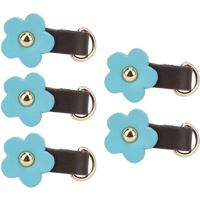 5 stuks Rits Trekkers Hoofden Split Leer Bloemvorm DIY Kleding Naaiaccessoires Blauw