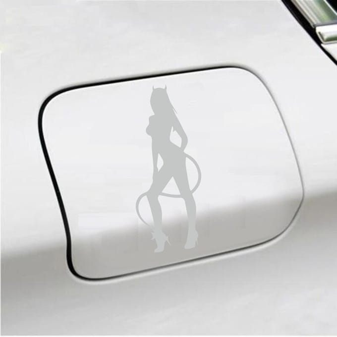 Bumpersticker - Vrouw Duivel - 7 X 16,5 - Licht Grijs
