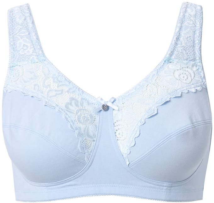 Ulla Popken - Dames - Kelly steun beha kant zonder beugel - Blauw - Maat 95D