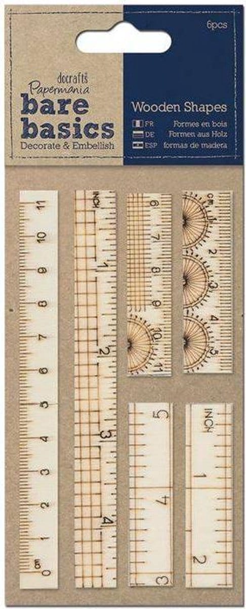 Papermania: Bare Basics - Wooden Ruler Style Shapes (6pcs) (PMA 174602)