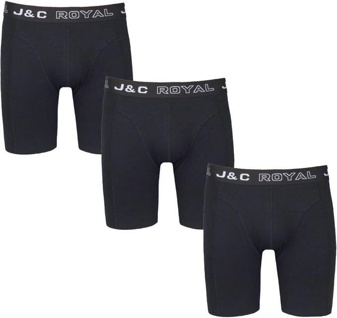 3-PACK LUXE EN ELASTISCHE HERENBOXERSHORT MET LANGE PIJPEN J&C - maat M