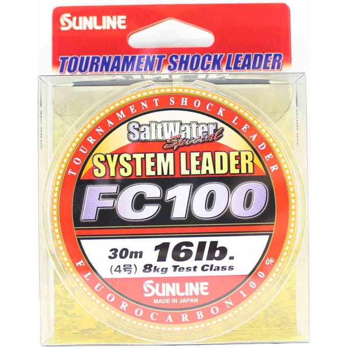 Sunline Fluorocarbon Leader System 100 Shock Leader 30m 16lb (0825) schoon