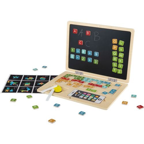 Playtive Houten Speelgoed Laptop - 84-delig - Cijfers en Letters