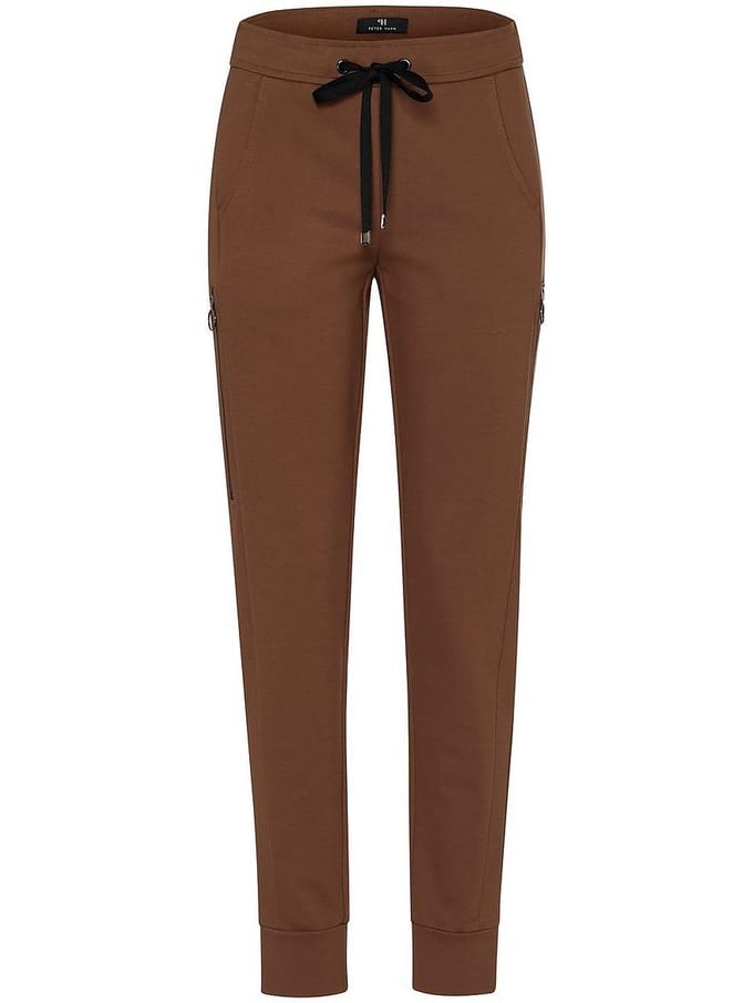 Broek in jogg-pant-stijl pasvorm Barbara Van Peter Hahn bruin
