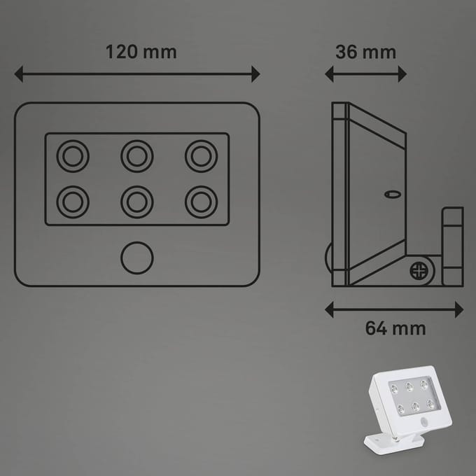 BRILONER - KOLLIG - LED Wandlamp op batterijen - met sensor - buitenverlichting met bewegingssensor - 12 cm - IP54 - 6.500K - wit