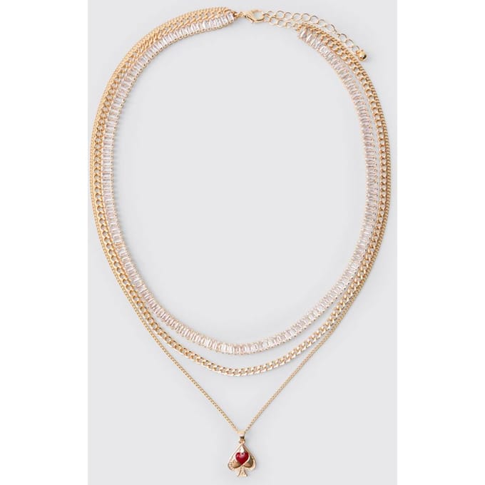 Geschopte Bedel Gelaagde Ketting Halsketting | Gold