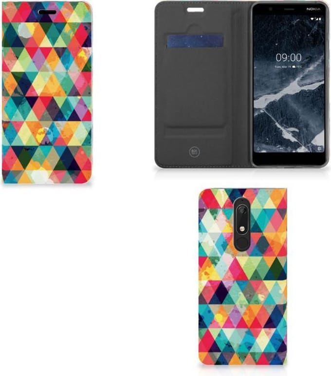Nokia 5.1 (2018) Hoesje met Magneet Geruit