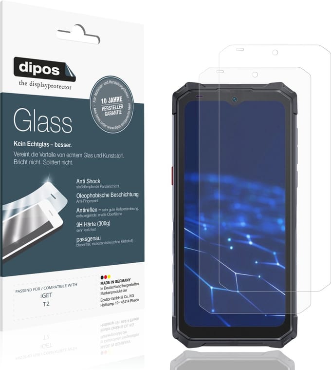 dipos – 2x Matte Pantserfolie geschikt voor iGET T2 | 9H Screenprotector