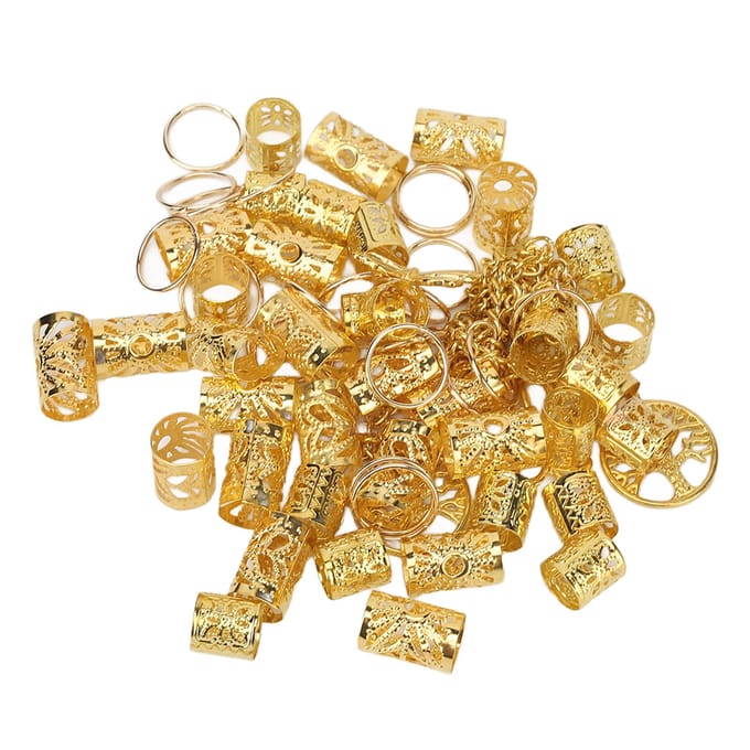 Dreadlock Sieraden Goud Hol Uit Exquise Haarvlecht Manchetten Ringen DIY Dreadlock Accessoires beige