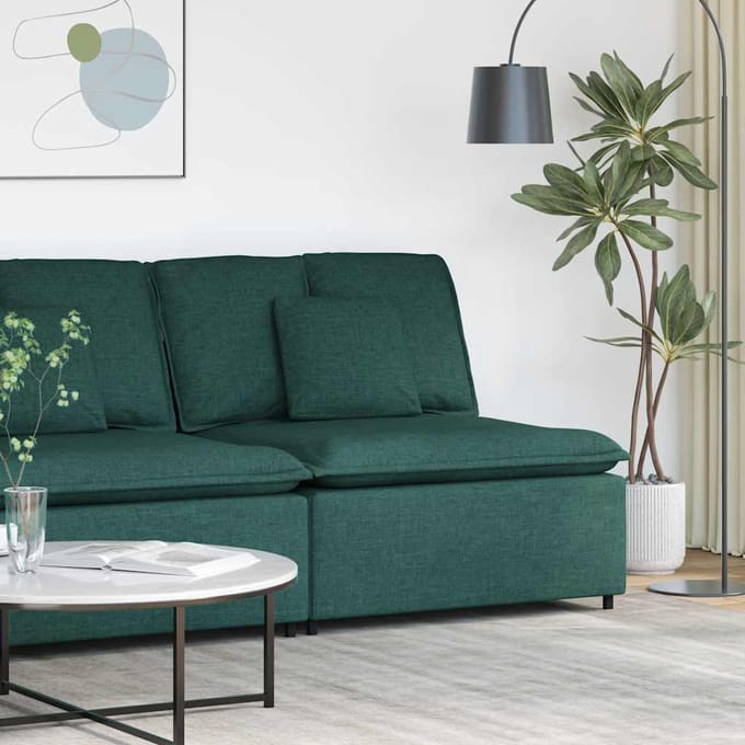 vidaXL Modulaire bank middenmodule met kussens 100 cm donkergroen