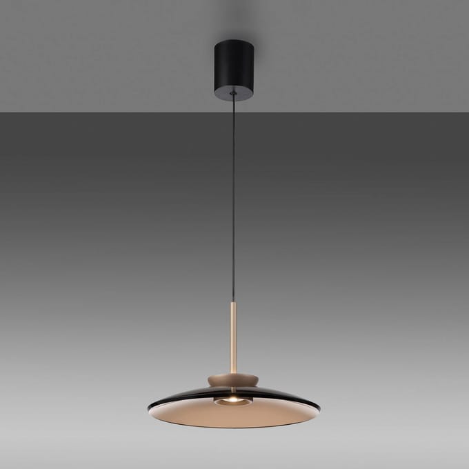 LED hanglamp PURE E-Moon brons, amberglas (donker), Ø50cm