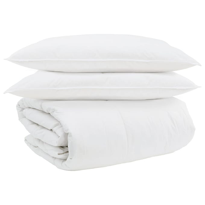 vidaXL - Deken - Set - met - kussen - 3 - st - Wit - Donsveer