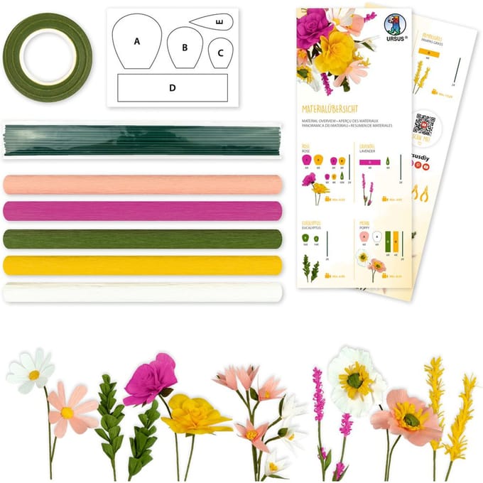 Crêpepapier bloemenset - Geel