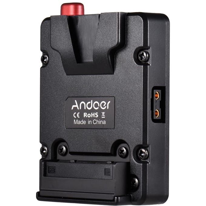 Andoer Mini Nano V-lock Mount Batterijvoedingsplaat Batterijgesp met U-stijl Hanger voor zwart
