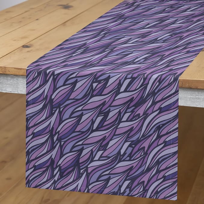 ABAKUHAUS Tafelloper met bladeren – 40x180 cm – Polyester – Paars