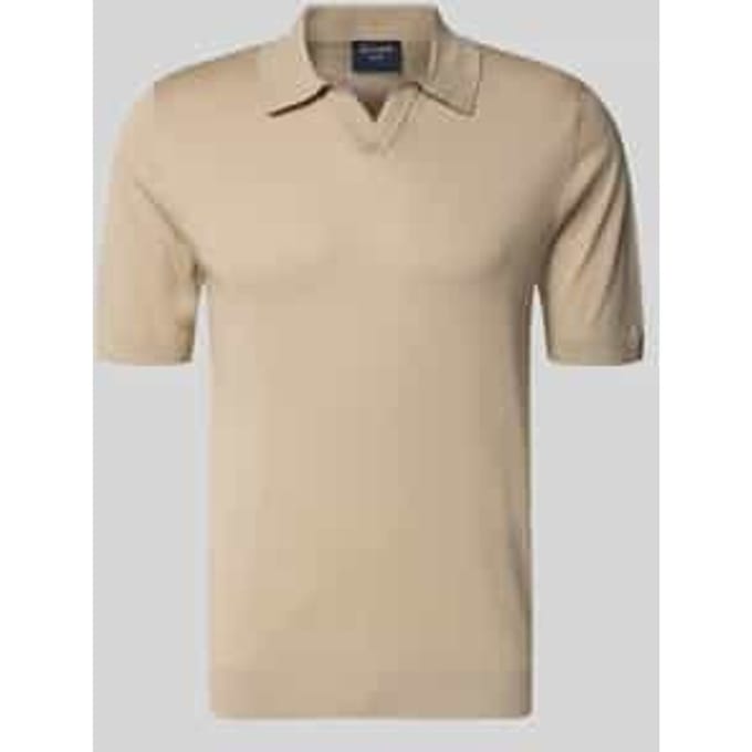 OLYMP modern fit gebreide polo katoen met lyocell - korte mouw - beige