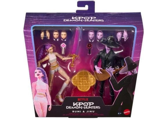 KPop Demon Hunters Rumi en Jinu - Laatste gevecht - set actiefiguren - 4 accessoire - verwisselbare handen en gezichten