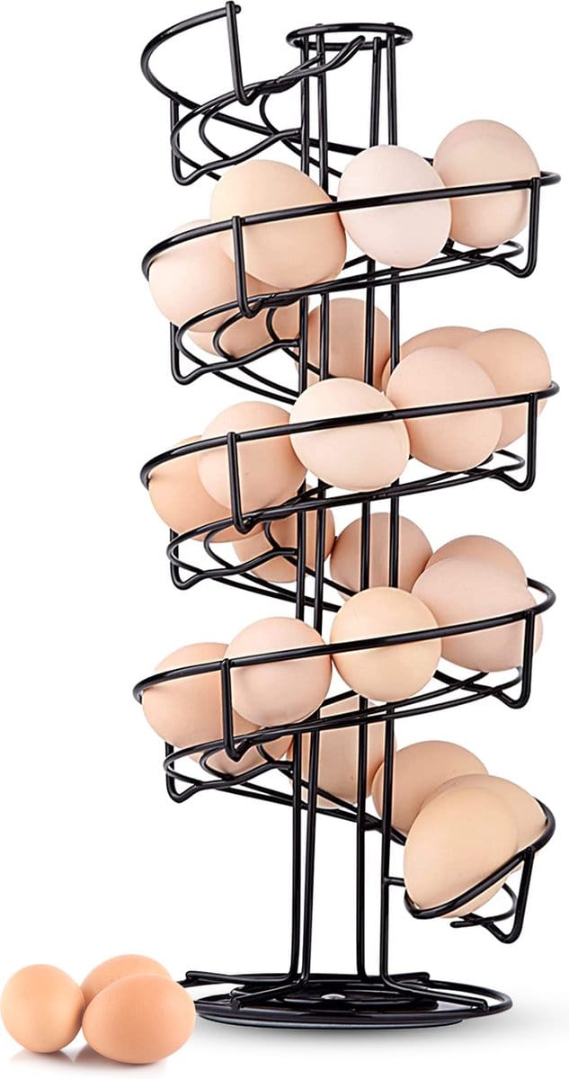 Baulk® - Eiermand – Eierrek – Eierhouder – Eieren – 360° - Zwart - 39 eieren