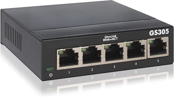 DnA® Internet Splitter - Netwerk Switch - Netgear Switch - Splitter Internetkabel - Netwerk Splitter - Zwart - 11cm x 10cm x 3cm