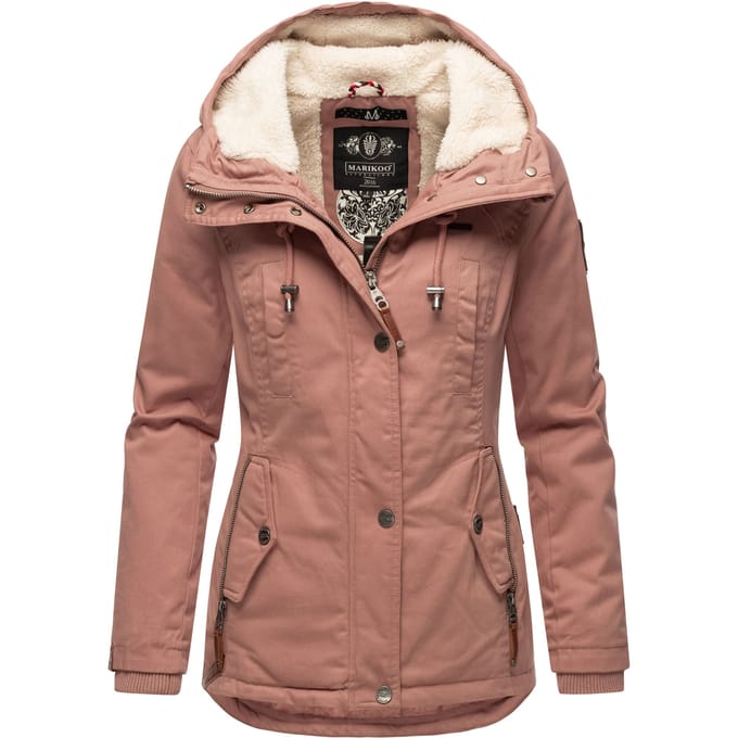 Marikoo dames winterjas met teddyfleece voering & capuchon