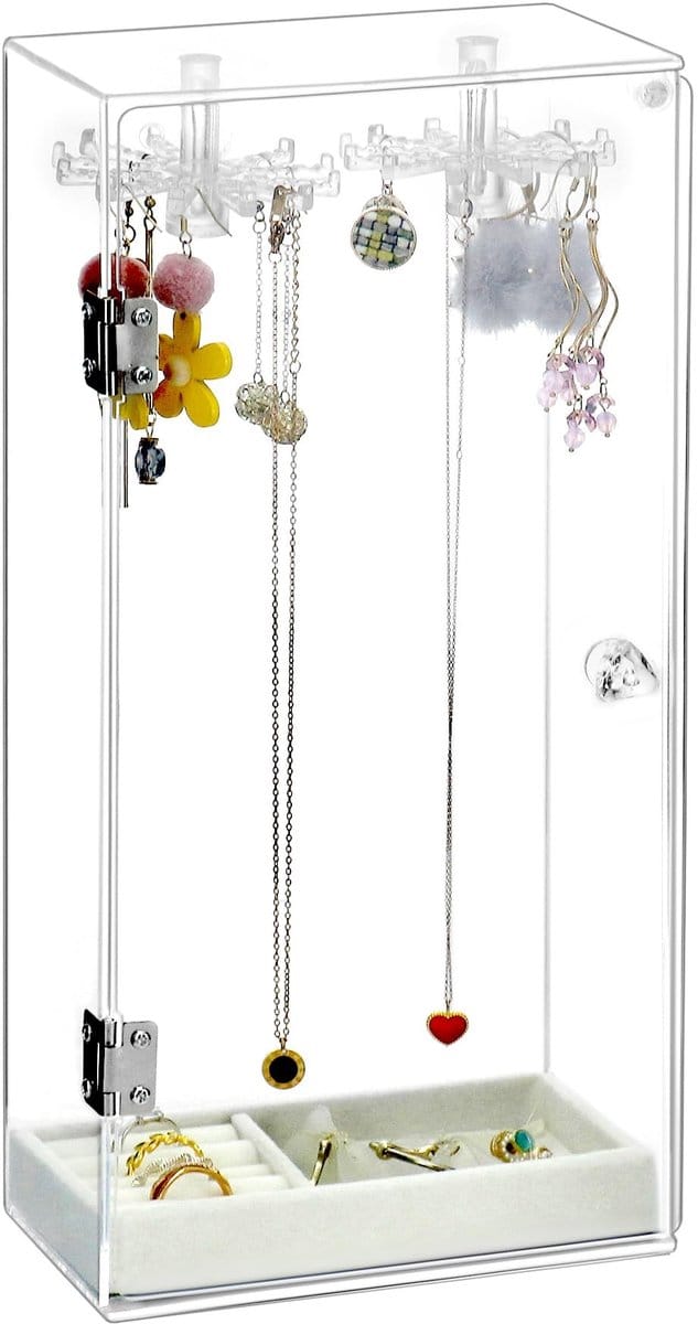 Cosensi - Sieraden Organizer - Acryl Kettenhouder - Rotating Hooks - Transparant - Ring en Armbandopslag - Stijlvol en Functioneel - Geschikt voor ...