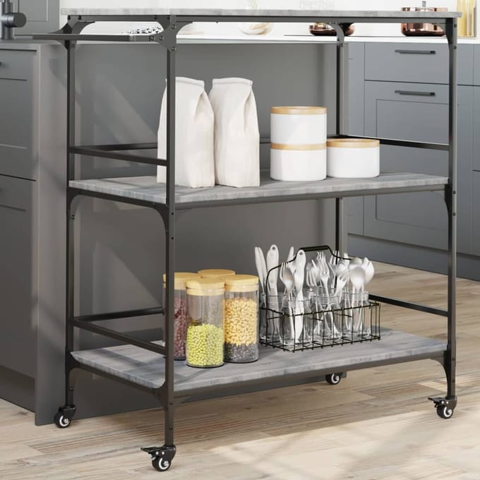 vidaXL - Keukentrolley - 100,5x50x105 - cm - grijs - sonoma - eikenkleur