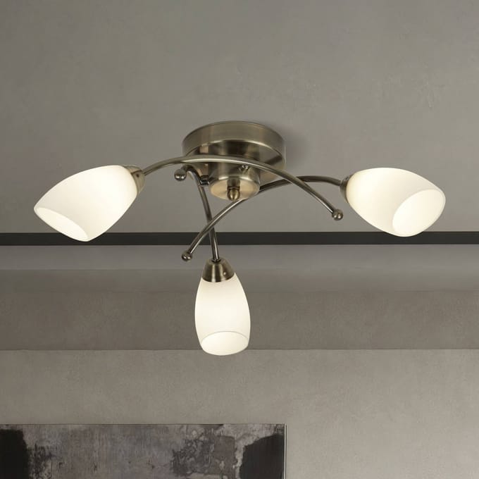 Searchlight Fantastische plafondlamp OPERA, 3-li, antiek mess.