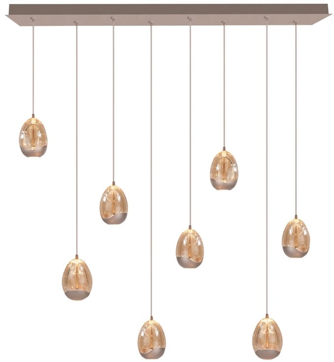 Highlight - Hanglamp Egg 8 lichts L 115 x B 18 cm champagne