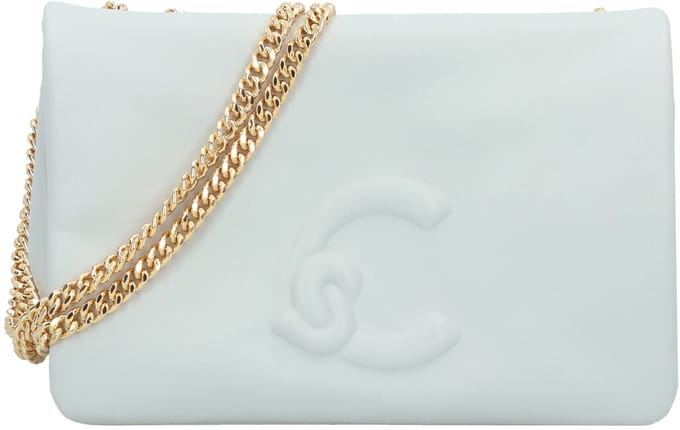 COCCINELLE Leren schoudertas avondtas Dulse Mini Bag Smooth Leather Snow Lichtgrijs