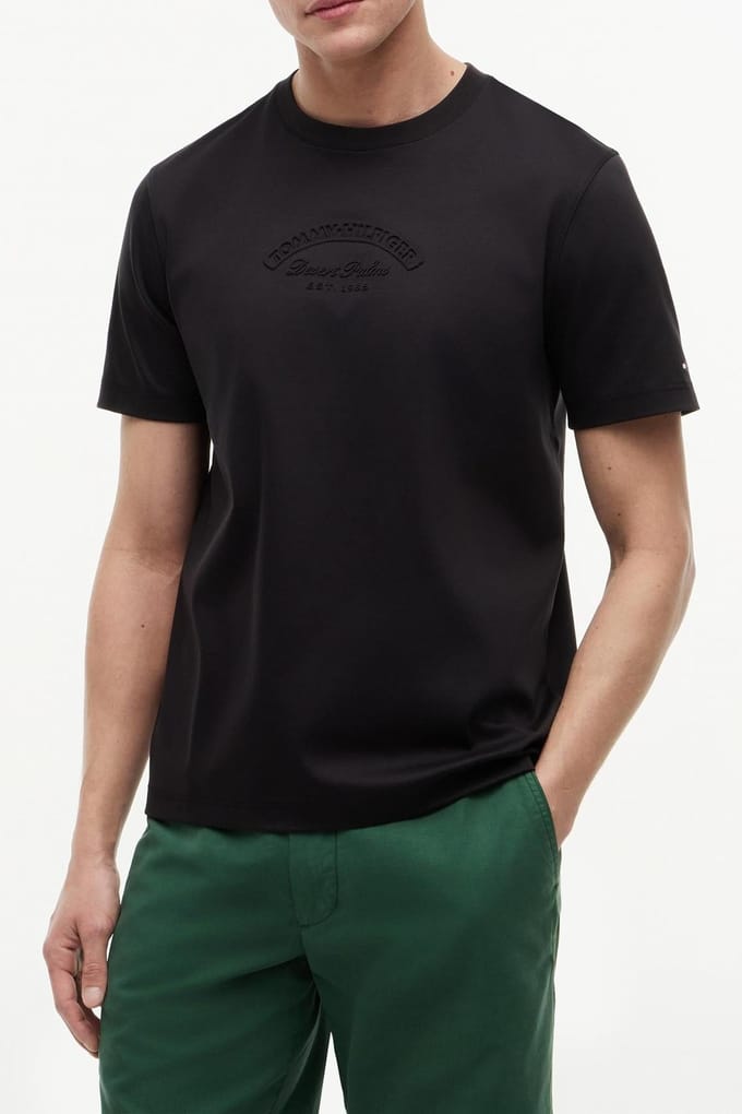 Tommy Hilfiger Interlock Embossed T-shirt Black Größe: S | Basic T-Shirts Outlet | Herren | Schwarz