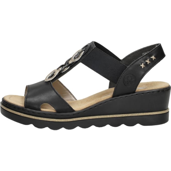 Rieker -Dames - zwart - sandalen - maat 40