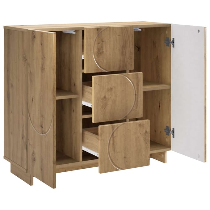 vidaXL - Dressoir - Artisanaal - eiken - 85,5 - x - 31 - x - 75 - cm - Bewerkt - hout