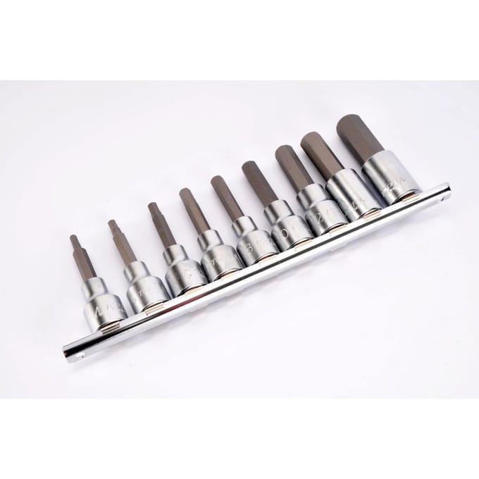 Zeskantschroevendraaierbit doppenset TOPTUL 1/2 inch 9 Stuk (4, 5, 6, 7, 8, 10, 12, 14, 17 mm)