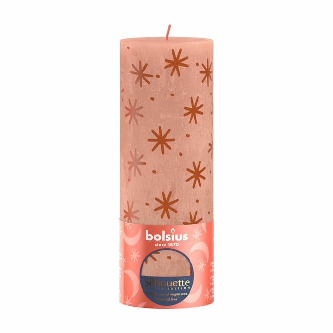 Bolsius Stompkaars Rustiek Print Creamy Caramel - 19 cm / ø 7 cm