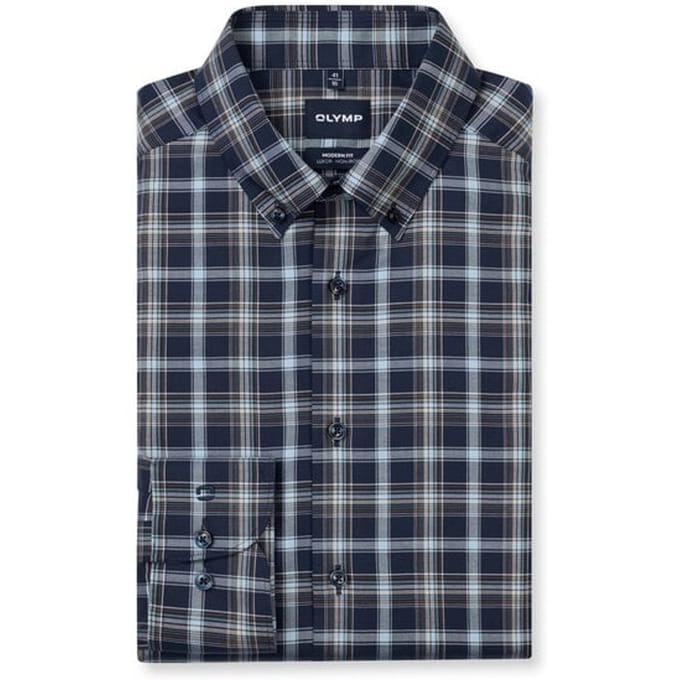 OLYMP Luxor Overhemd, Modern Fit, Button-down, Marineblauw