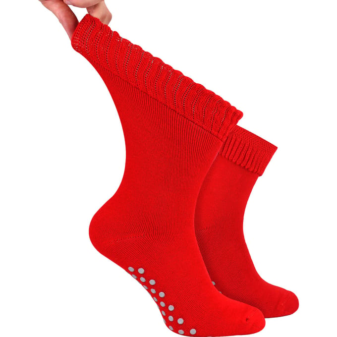 Heren Extra Brede Winter Bed Sokken met Grip | Antislip Thermische Slaapsokken
