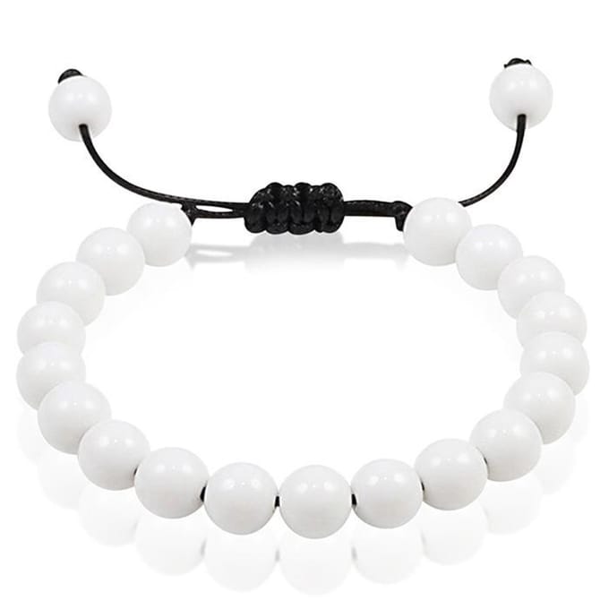 Verstelbare kralen armband Memphis Wit Natuursteen 8mm
