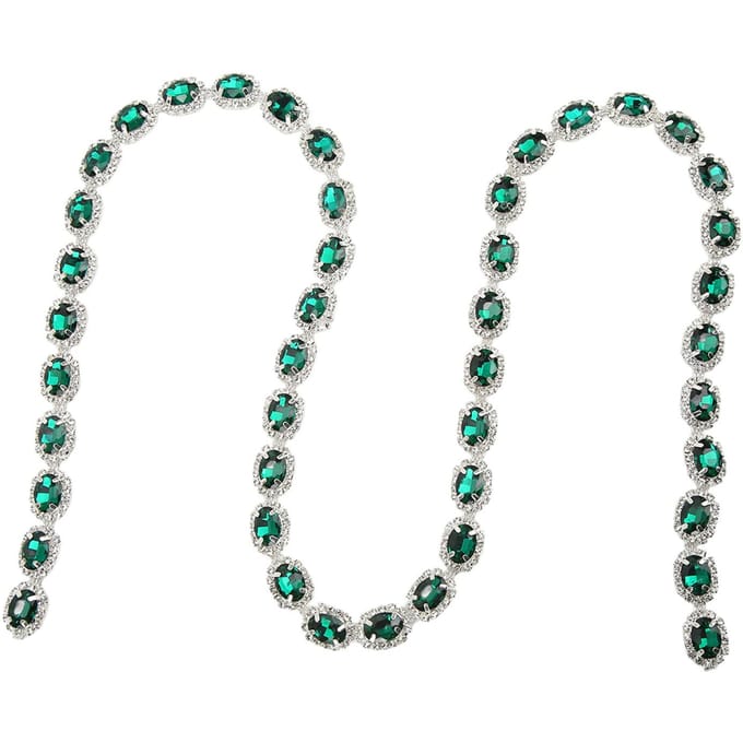 1 Yard Strass Trim 1.5cm Breedte Malachiet Groen Ovale Strass Strook Knipbaar Handgemaakt gray